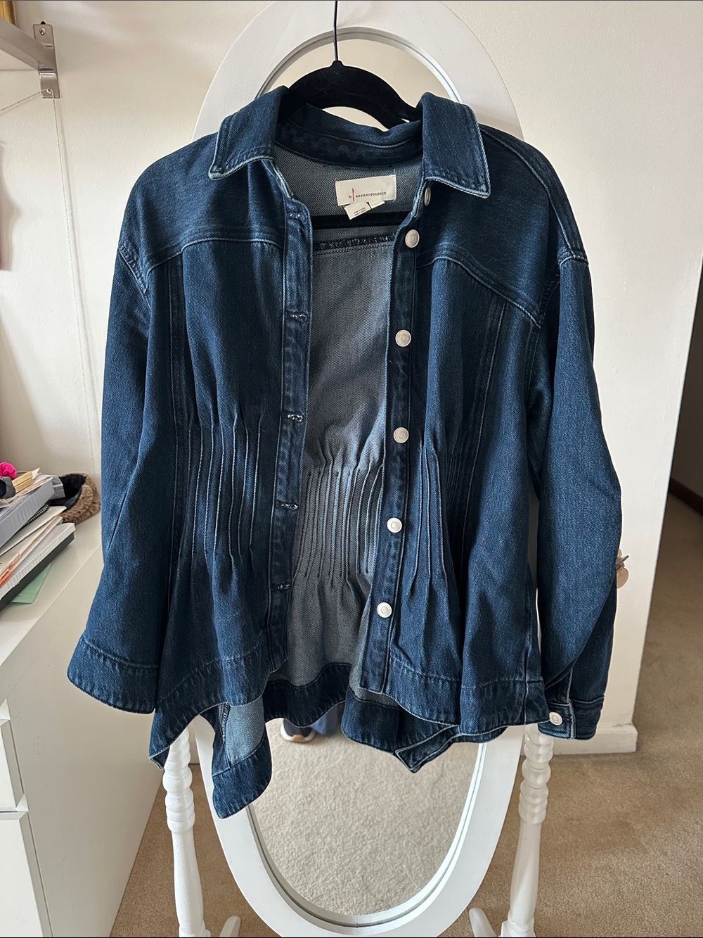 Anthropologie Indigo Denim Jacket with Pintuck Waist